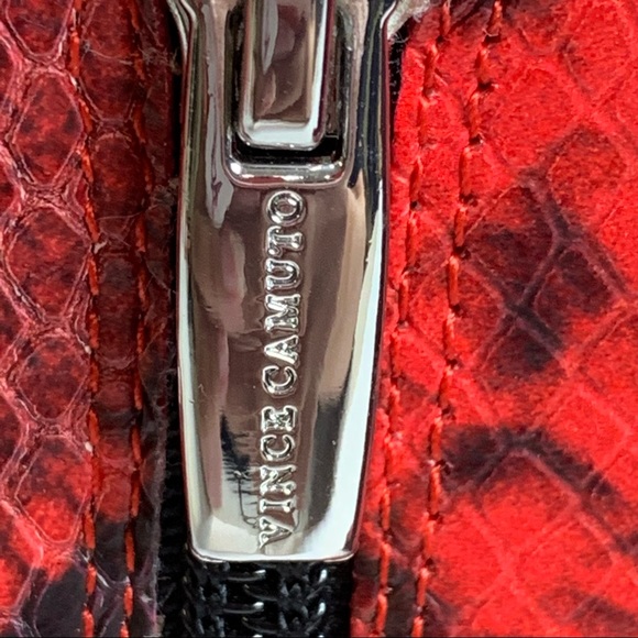 Vince Camuto Sanstan Red Retro Python Print Leather Boots Size 6 - Picture 13 of 14